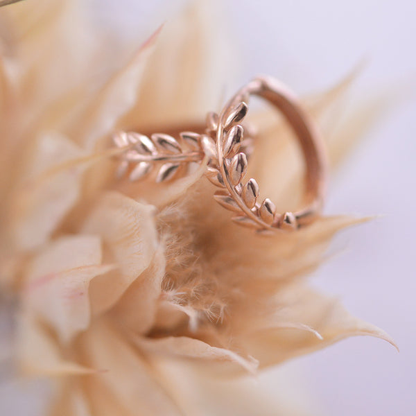 Rose Gold Leaf Style Huggies