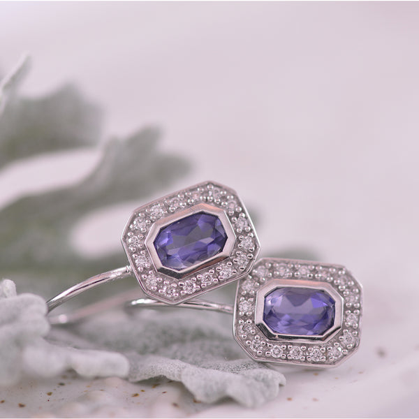 Iolite and Diamond Earrings