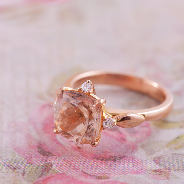 Morganite and Diamond Ring in 18k Rose Gold - the "Kimberly"