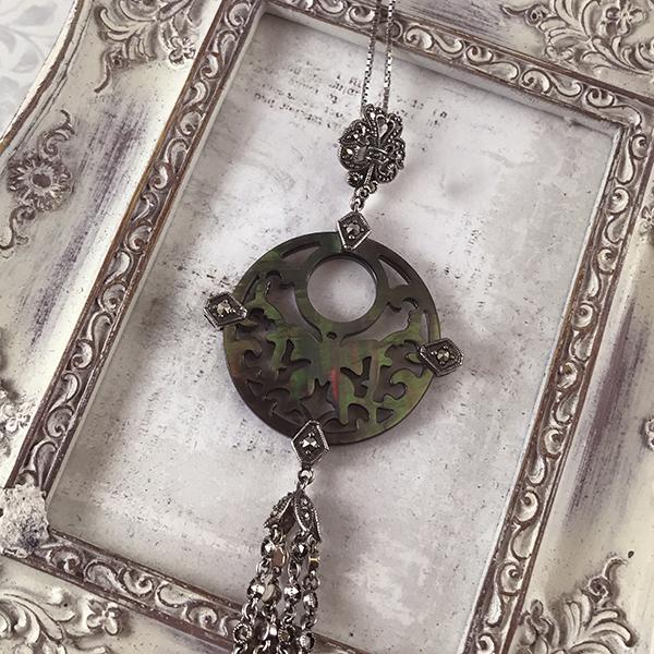 Marcasite & Black MOP Pendant