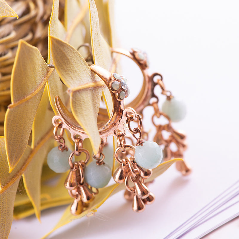 Gold Plated Turquoise Stone Dangle Earrings
