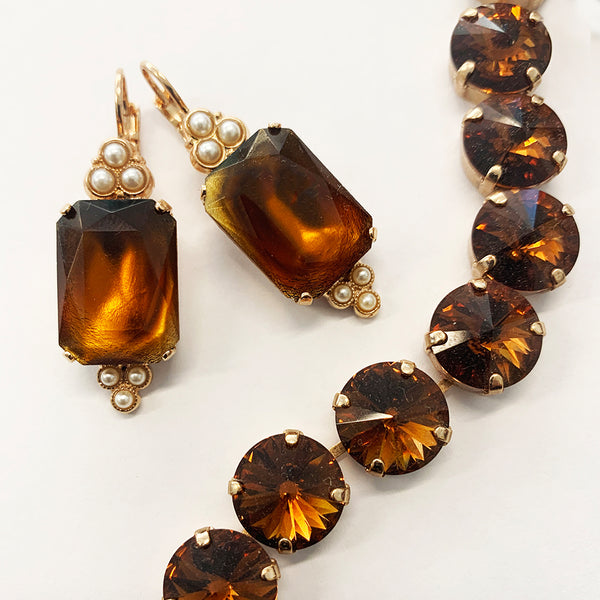 Mariana Chocolate Stone Emerald Cut Earrings