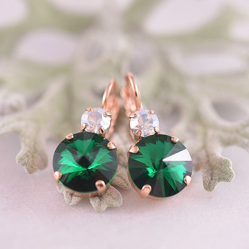 Mariana Clear & Emerald Green Crystal Drop Earrings