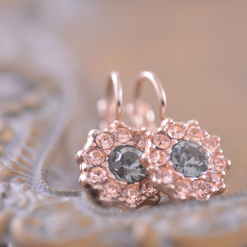 Mariana Moonlight Flower Grey and Champaigne Crystal Earrings