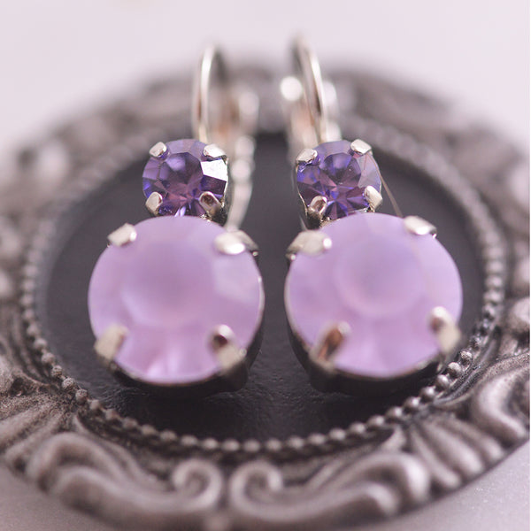 Light and Dark Purple Crystal Earrings