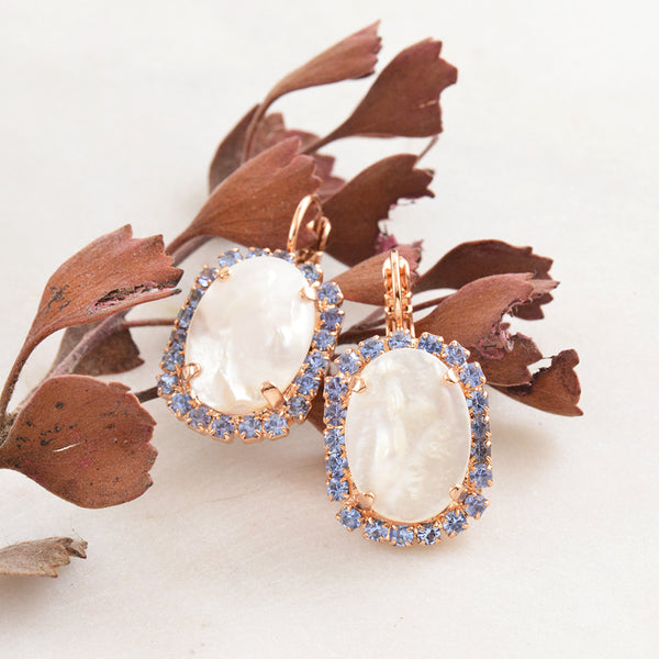 Mariana Pearlescent and Light Blue Halo Crystal Earrings