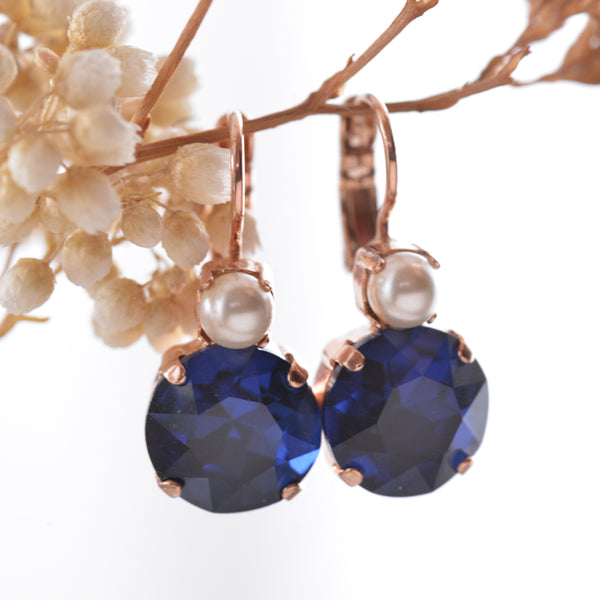 Mariana Pearl and Montana Blue Crystal Earrings