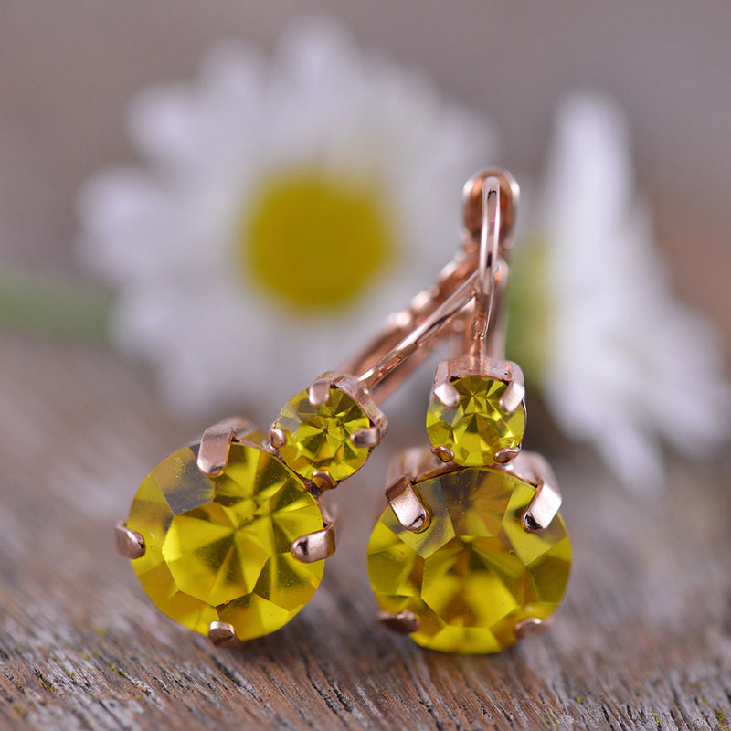 Mariana Light Yellow Topaz Crystal Drop Earrings