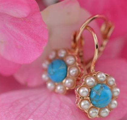 Mariana Happiness Turquoise and Pearl Earrings