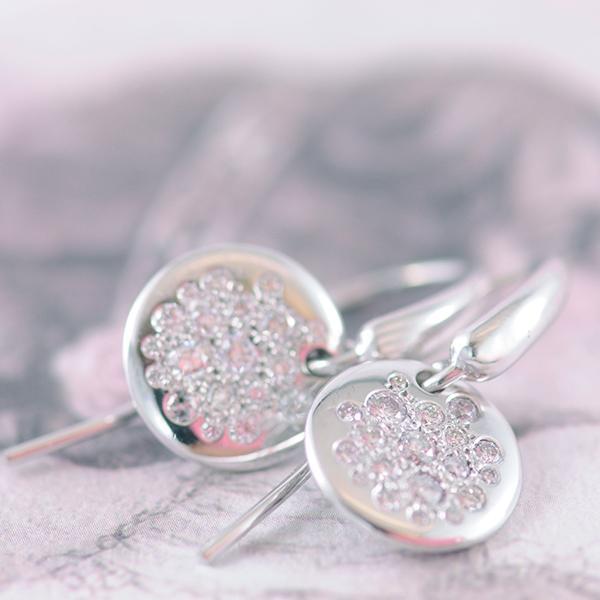 Pink Diamond Grey Diamond and White Argyle Diamond Disc Drop Earrings in 18ct White Gold