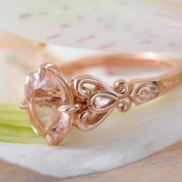 Morganite Engagement Ring with Filigree Detail in Rose Gold