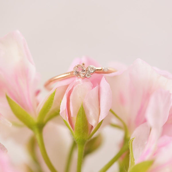 9ct Rose Gold Morganite and Diamond Ring