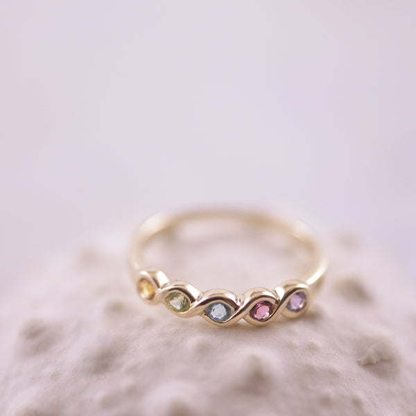 9k Yellow Gold Multicolour Twist Ring