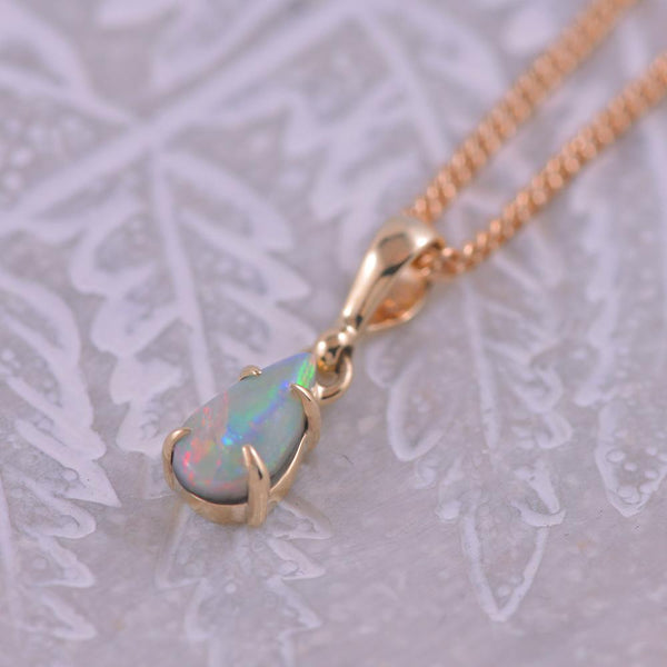 9ct Yellow Gold Boulder Pear Opal Pendant