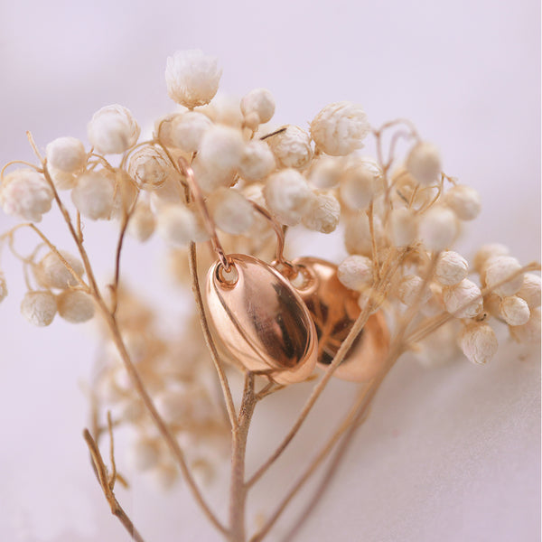 9k Rose Gold Oval Bean Drop Earrings