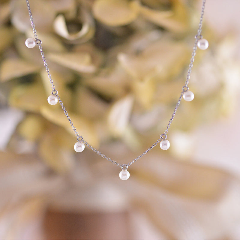 Pearl Multi Tiny Drop on Sterling Silver Trace Chain.