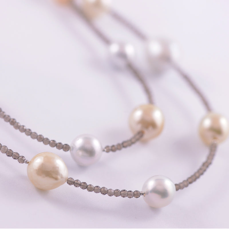 South Sea Pearl and Smoky Quartz Necklace.
