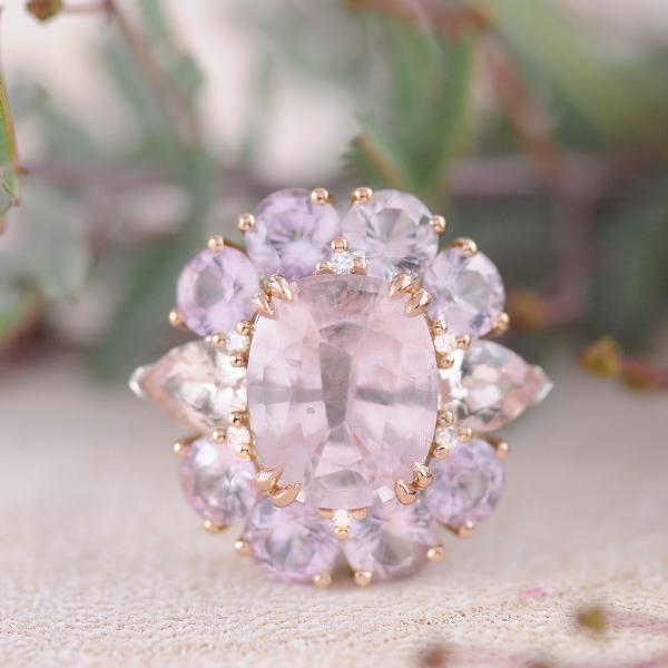 Pink Sapphire Cluster Ring