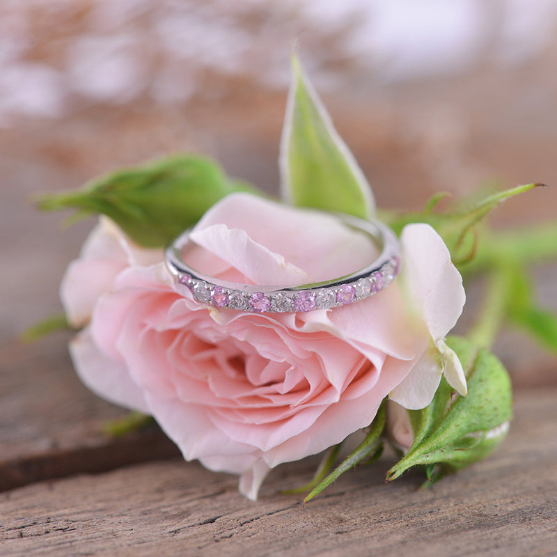Diamond and Pink Sapphire 10ct White Gold Ring