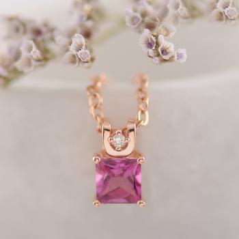 Pink Tourmaline and Diamond Rose Gold Pendant