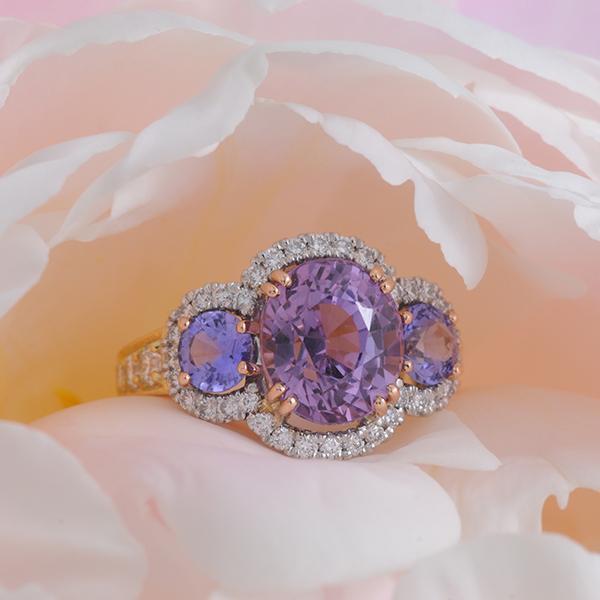 Purple Sapphire and Diamond Ring in 18K Yellow & White Gold