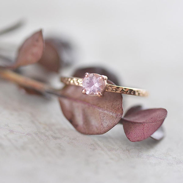 9ct Rose Gold Morganite Ring with Hammered Texture