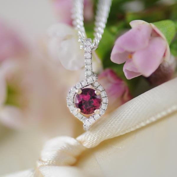 Ruby & Diamond Pendant set in 18k White Gold