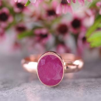 Ruby Oval Bezel Ring in 9ct Rose Gold