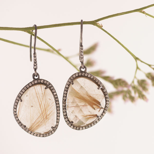 Rutile Quartz Topaz Earrings