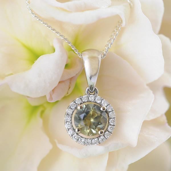Sapphire & Diamond Pendant set in 18k White Gold