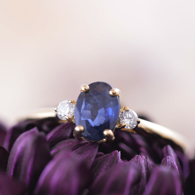 Sapphire and Diamond Ring in 9k Yellow Gold