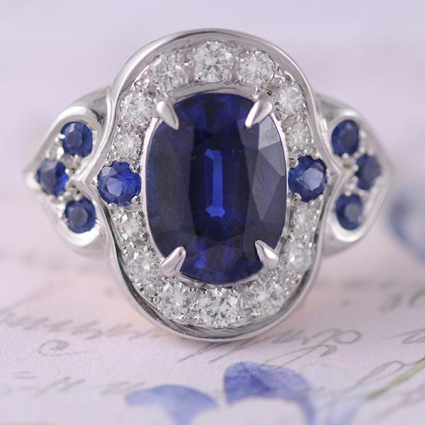 Sapphire and Diamond Dress Ring in White Gold