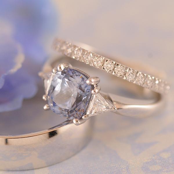 Sapphire and Diamond wedding Set