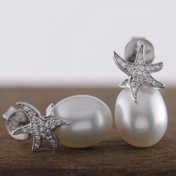 Seastar South Sea Pearl and Diamond White Gold Ear Studs
