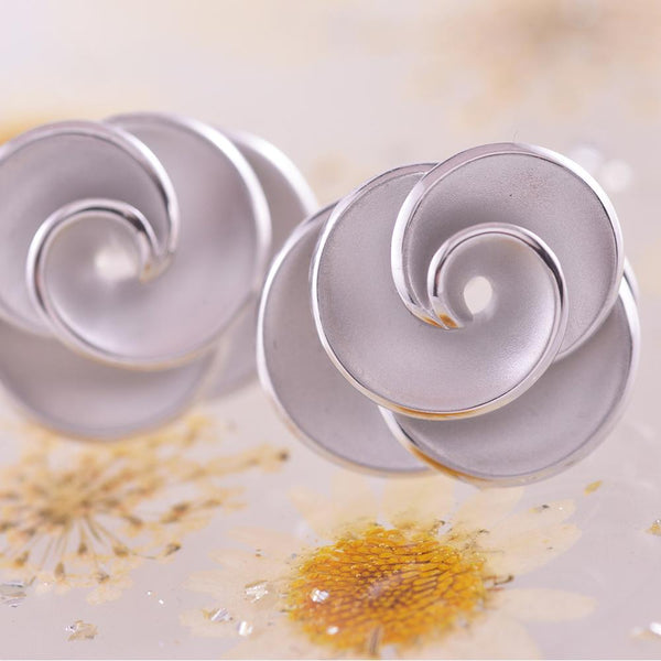 Sterling Silver Matte Flower Earrings
