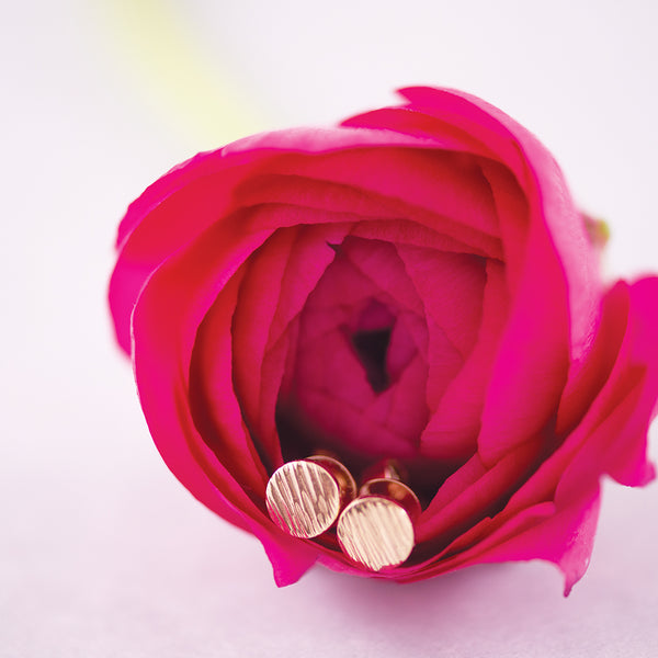 Textured Yellow Gold Disk Stud Earrings