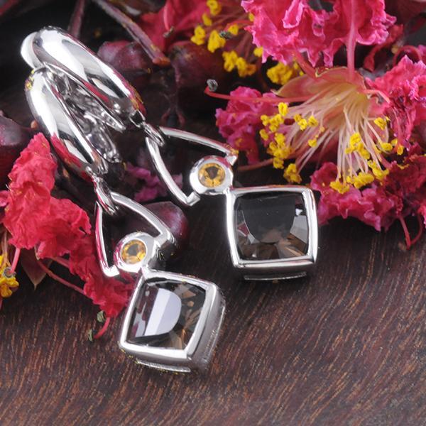 Smokey Quartz Citrine Earrings