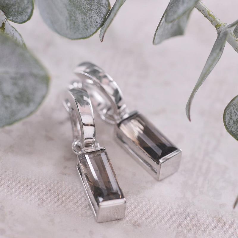 Sterling Silver Smokey Quartz Drop Earrings