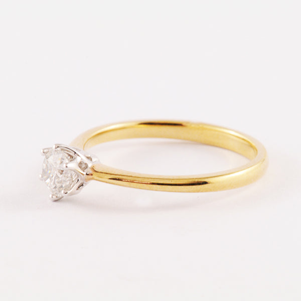 9K Solitaire Yellow and White Gold Diamond Ring