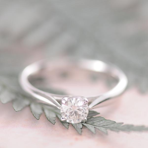Solitaire Diamond Ring in Platinum & 18K White Gold