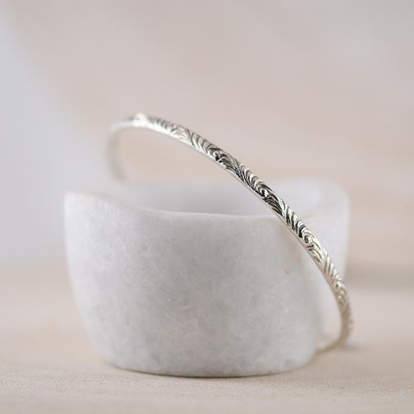 Sterling Silver Golf Bangle With Heavy Scroll