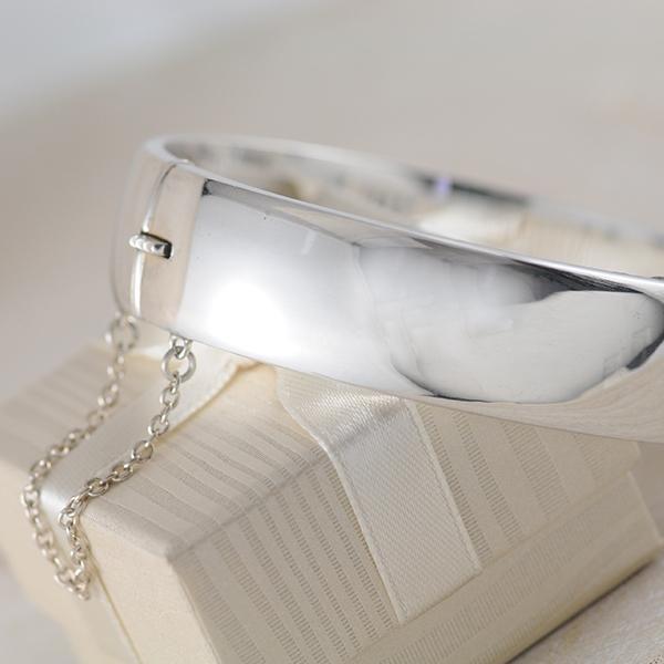 Sterling Silver Wide Hinged Bangle