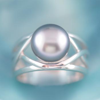 Tahitian Pearl Sterling Silver Crossover Ring