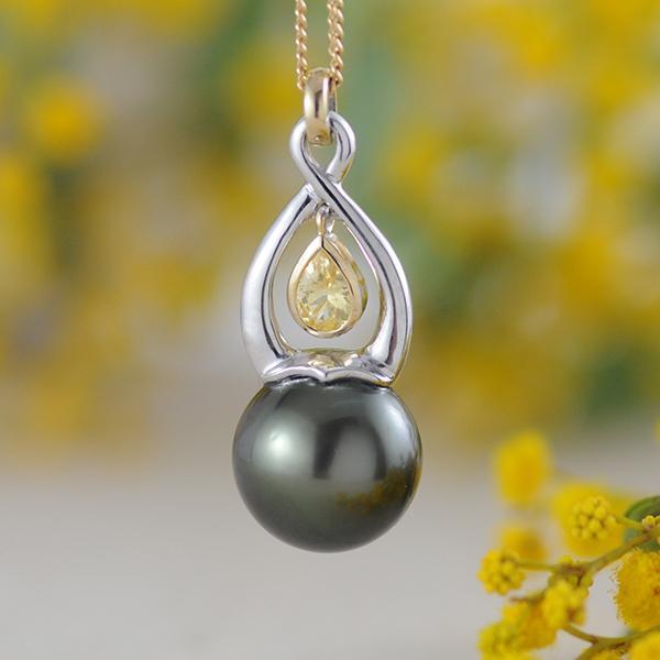 Tahitian Pearl & Yellow Sapphire Pendant