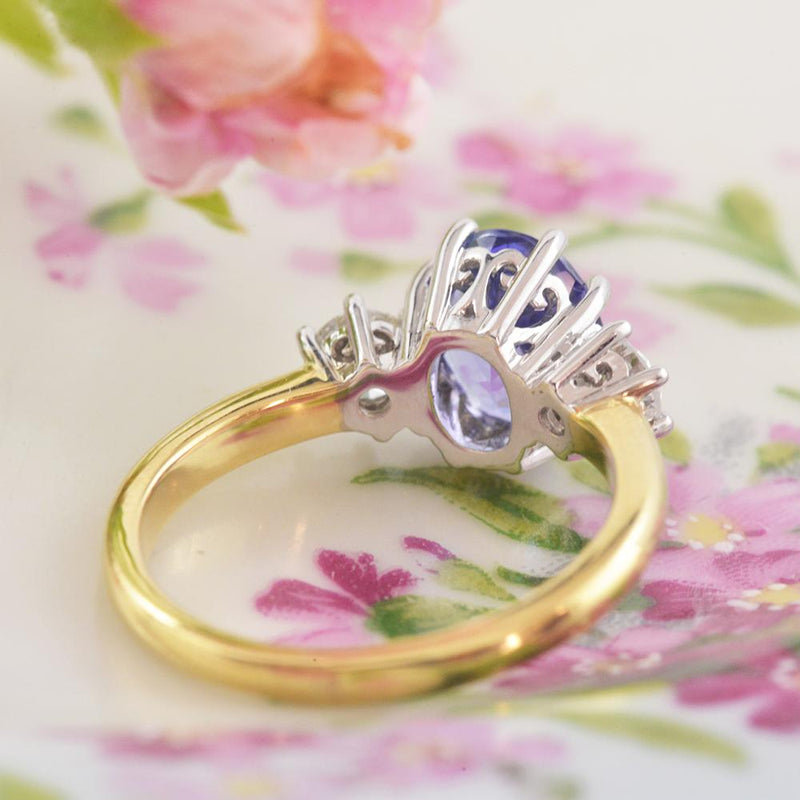 18ct Yellow and White Gold Tanzanite and Diamond Ring