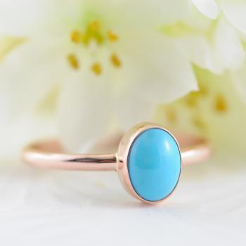 Turquoise Arizona Kingman Mine 9k Rose Gold Ring