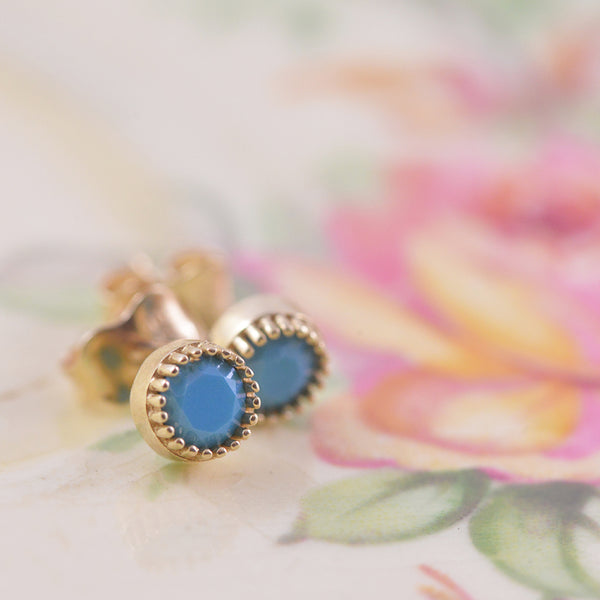 9k Yellow Gold Turquoise Stud earrings