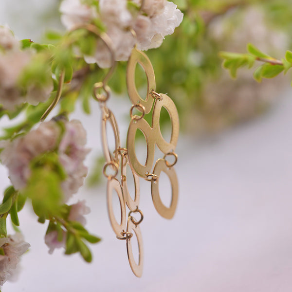 9k Yellow Gold Geometric Drop Earrings