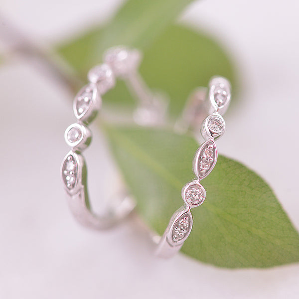 9k White Gold Vintage Inspired Huggie Earrings