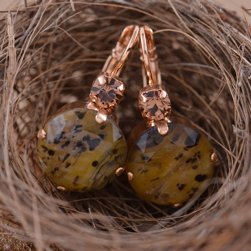 Mariana Tiger and Blush Rose Earrings with French Hooks